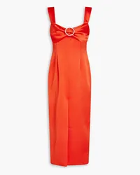 RASARIO Crystal-embellished satin midi dress - Orange Orange