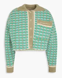 Jacquemus Striped open-knit cotton-blend cardigan - Green Green