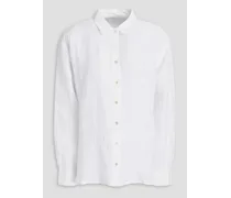 Embroidered linen-gauze shirt - White