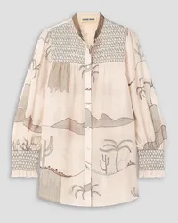 Emporio Sirenuse Viola Desert embroidered cotton and silk-blend voile shirt - White White