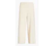 Cropped wool wide-leg pants - White
