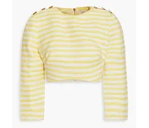 Cropped striped cotton-blend top - Yellow