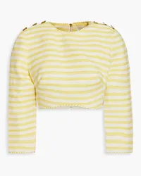 Zimmermann Cropped striped cotton-blend top - Yellow Yellow