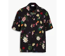 Camp floral-print cotton-blend poplin shirt - Black