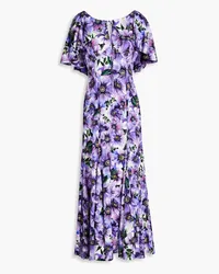 Dolce & Gabbana Draped floral-print silk-blend crepe midi dress - Purple Purple