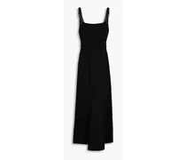 Lottie faux leather-trimmed crepe maxi dress - Black