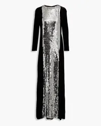 Valentino Garavani Sequined silk-blend chiffon and velvet gown - Black Black