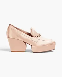 Zimmermann Chain-embellished satin platform loafers - Pink Pink