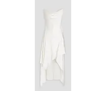 Alice Olivia - Evana asymmetric draped satin-twill midi dress - White
