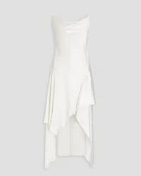 Alice + Olivia Alice Olivia - Evana asymmetric draped satin-twill midi dress - White White