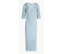 Metallic ribbed-knit midi dress - Blue
