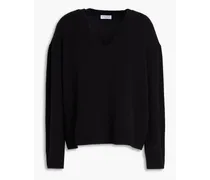 Cropped wool and cashmere-blend sweater - Black