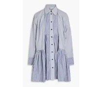 Striped cotton-poplin mini shirt dress - Blue