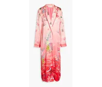 Printed silk-satin robe - Pink