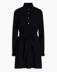 Claudie Pierlot Belted ruffled felt mini shirt dress - Blue Blue