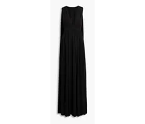Ashley cape-effect gathered jersey gown - Black