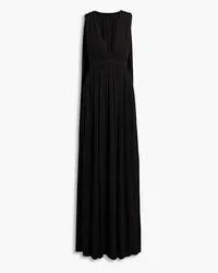 Halston Ashley cape-effect gathered jersey gown - Black Black