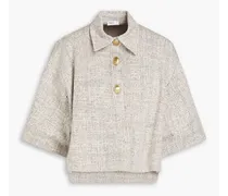 Oversized cropped jacquard polo shirt - Neutral