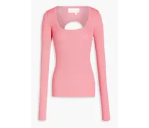 Serena ruched ribbed-knit sweater - Pink