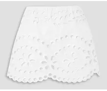 Layered broderie anglaise cotton shorts - White