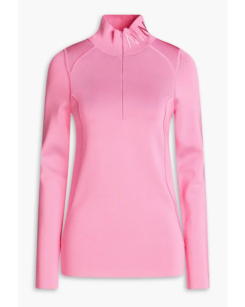 Nina Ricci Embroidered stretch-ponte zip-up sweater - Pink Pink