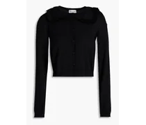 Ruffled wool, silk and cashmere-blend cardigan - Black
