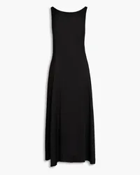 Claudie Pierlot Stretch jersey-paneled satin midi dress - Black Black