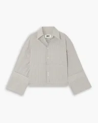 Maison Margiela Cropped striped cotton-poplin shirt - Gray Gray