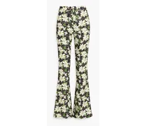 Alice Olivia - Olivia floral-print crepe flared pants - Green