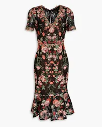 Marchesa Embroidered guipure lace dress - Black Black