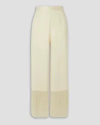 Taller Marmo Mrs. Ross cropped fringed crepe-cady straight-leg pants - White White