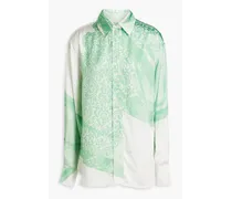 Printed satin shirt - Green