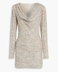 Ronny Kobo Elena draped sequined mesh mini dress - Metallic Metallic