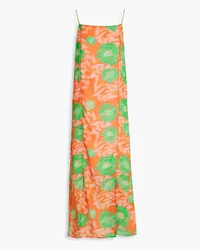 Ganni Printed crepe midi dress - Orange Orange