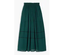Embroidered georgette maxi skirt - Green