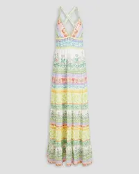 Alice + Olivia Alice Olivia - Lace-trimmed floral-print crepe de chine maxi dress - White White