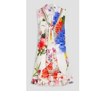 Crystal-embellished floral-print silk crepe de chine playsuit - White
