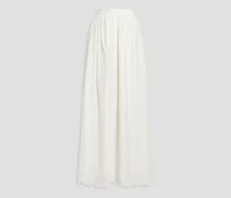 Gathered broderie anglaise cotton maxi skirt - White