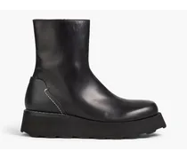 Leather platform boots - Black