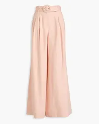 Zimmermann Belted linen wide-leg pants - Pink Pink