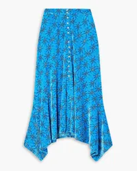 Paco Rabanne Asymmetric metallic velvet-jacquard midi skirt - Blue Blue