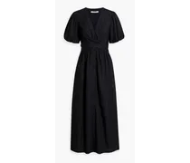 Maya twist-front cotton-poplin midi dress - Black