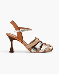 Tory Burch Metallic jute, smooth and cracked leather sandals - Metallic Metallic