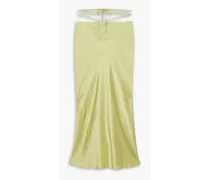 Cutout silk-charmeuse midi skirt - Green