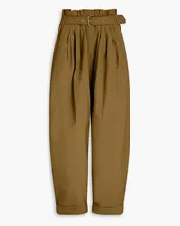 Balmain Pleated crinkled-faille tapered pants - Green Green