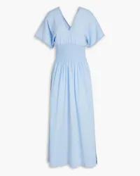 Heidi Klein Portofino shirred cotton-gauze midi dress - Blue Blue