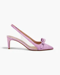 RED Valentino Bow-embellished suede slingback pumps - Purple Purple