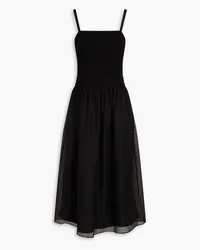 Vince Shirred TENCEL-blend™ organza midi dress - Black Black