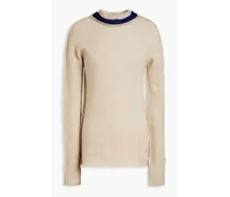 Two-tone cashmere and wool-blend sweater - Neutral