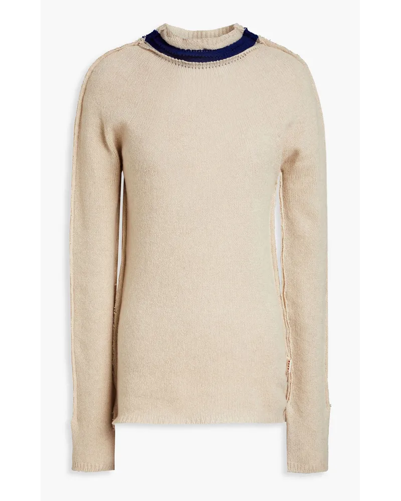 Two-tone cashmere and wool-blend sweater - Neutral